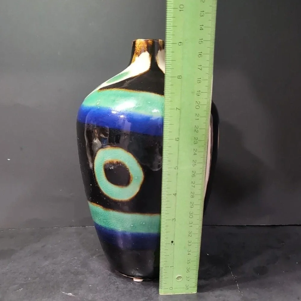Marked Modernist Porcelain Vase, Vintage Chinese Inspired Jug Asian Accent Decor